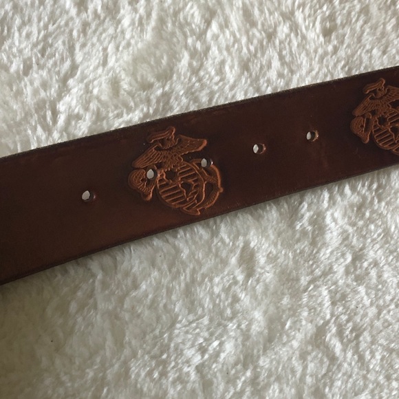 United States Marines Since 1775 solid brass world globe buckle leather belt - Picture 9 of 9